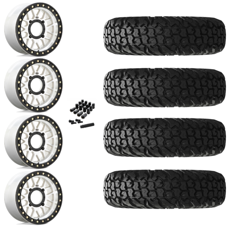 15" KMC Grenade KS235 Beadlock Machined UTV Rims & 30" EFX MotoVator Tires 8 Ply Mounted