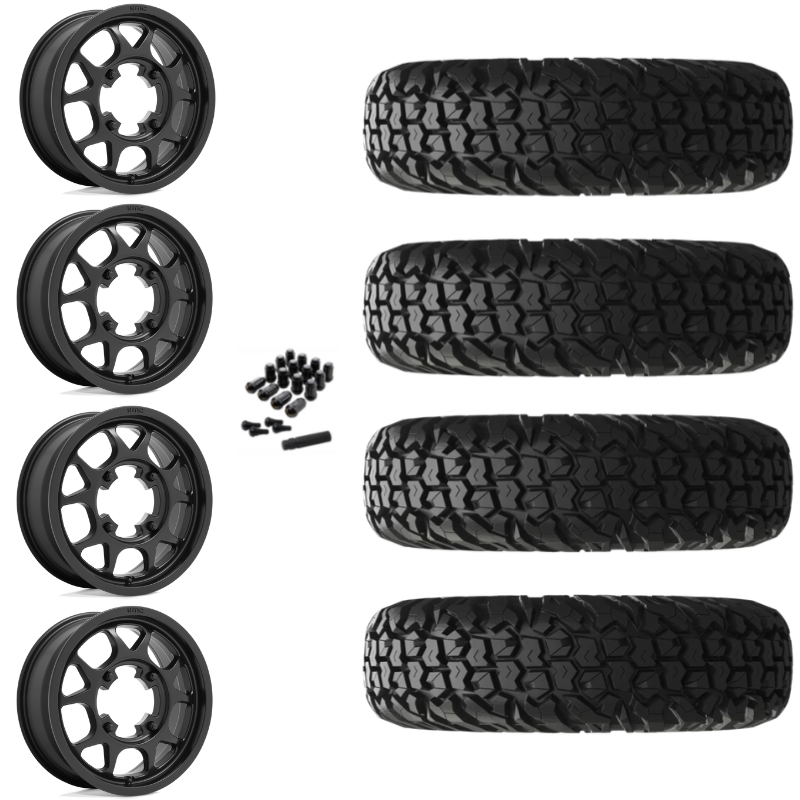 15" KMC Toro KS136 Black UTV Rims & 32" EFX MotoVator Tires 8 Ply Mounted