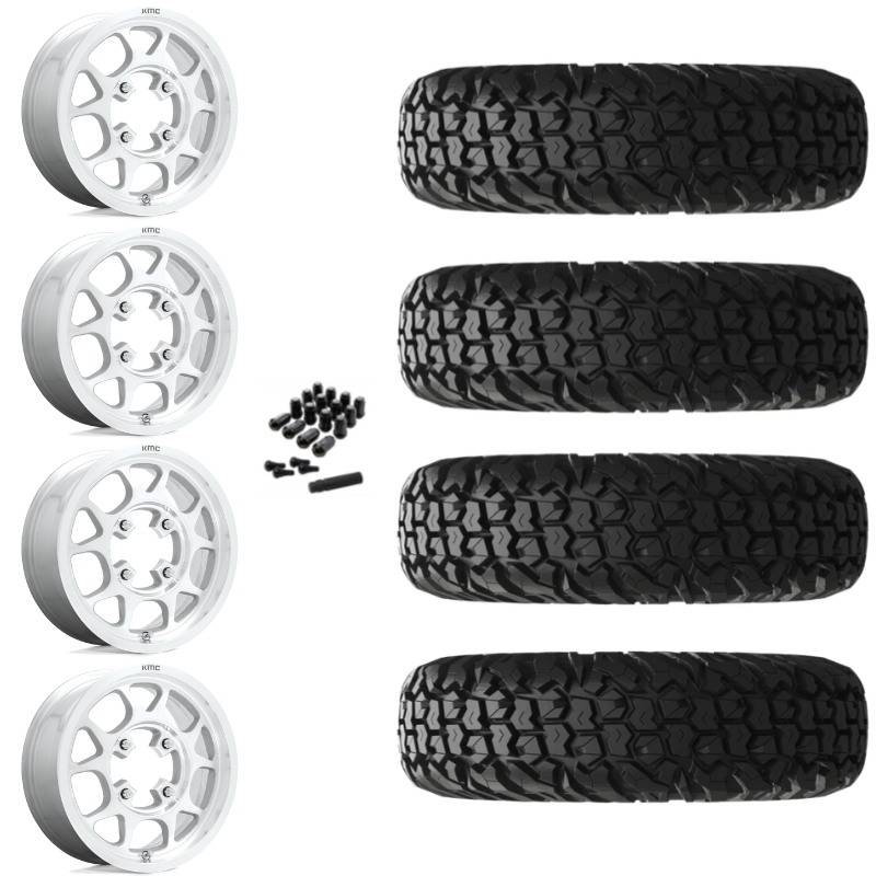15" KMC Toro KS136 Machined UTV Rims & 32" EFX MotoVator Tires 8 Ply Mounted