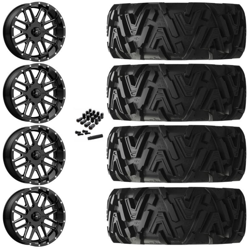 20" MSA Bandit M35 Black Milled UTV Rims & 34" EFX MotoMTC Tires 6 Ply Mounted