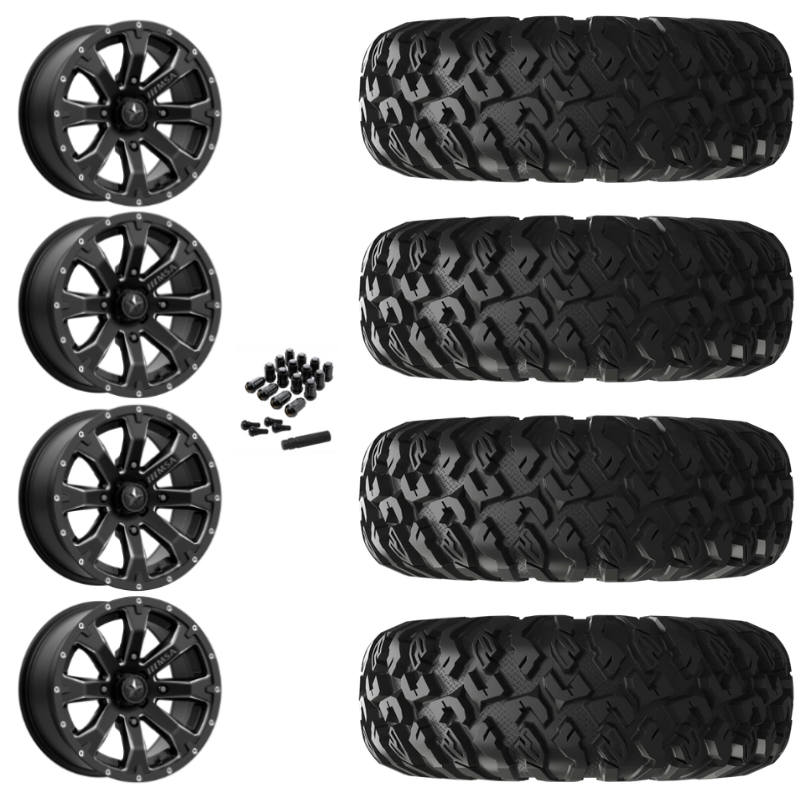 18" MSA Bounty M42 Black Milled UTV Rims & 33" EFX MotoClaw Tires 8 Ply Mounted