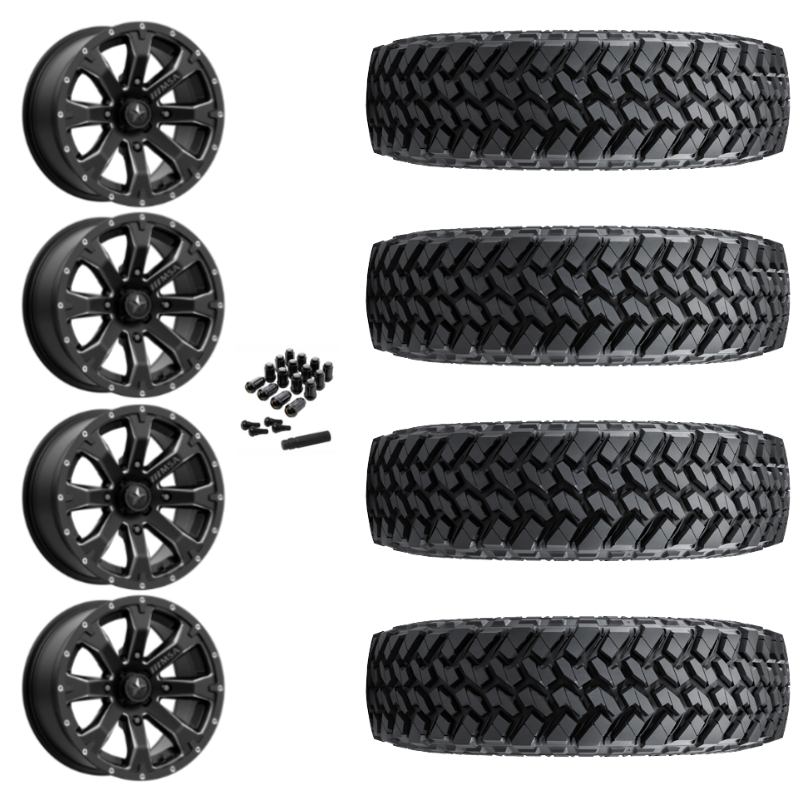15" MSA Bounty M42 Black Milled UTV Rims & 33" Nitto Trail Grappler SxS Tires 8 Ply Mounted