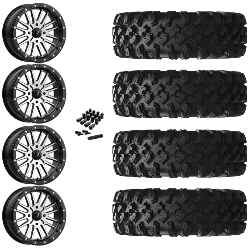 16" MSA Brute M37 Beadlock Black Machined UTV Rims & 30" EFX MotoRavage XL Tires 8 Ply Mounted
