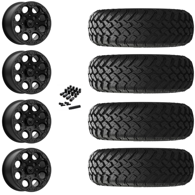14" MSA Cannon M44 Beadlock Black UTV Rims & 30" EFX MotoHammer Tires 8 Ply Mounted
