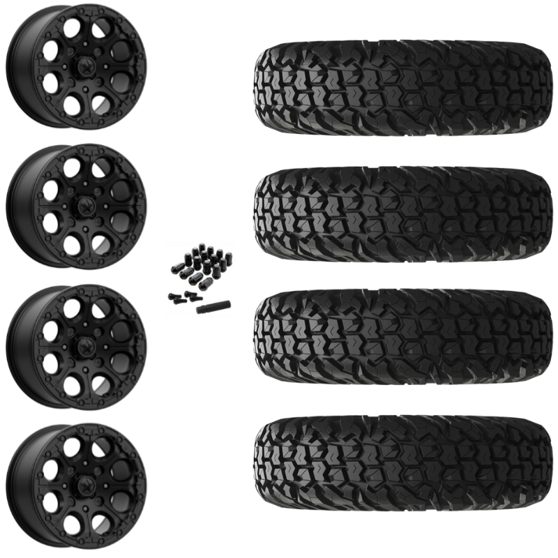 15" MSA Cannon M44 Beadlock Black UTV Rims & 30" EFX MotoVator Tires 8 Ply Mounted