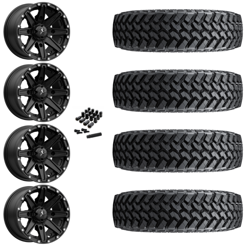 15" MSA Clutch M33 Black UTV Rims & 33" Nitto Trail Grappler SxS Tires 8 Ply Mounted