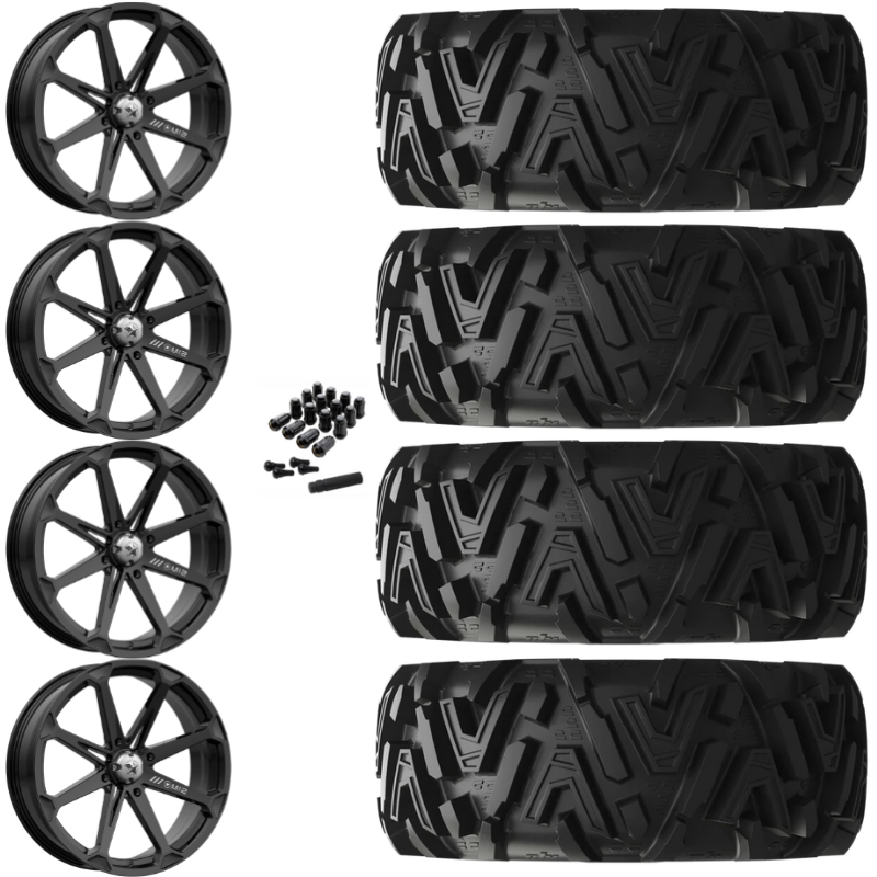 14" MSA Diesel M12 Black UTV Rims & 28" EFX MotoMTC Tires 6 Ply Mounted