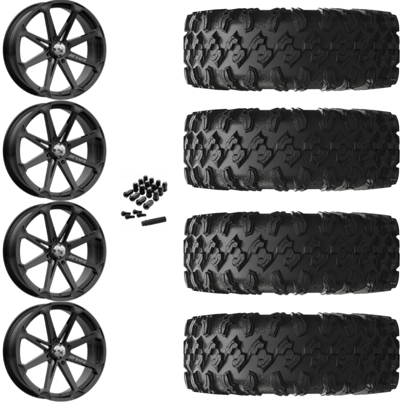 20" MSA Diesel M12 Black UTV Rims & 35" EFX MotoRavage Tires 8 Ply Mounted