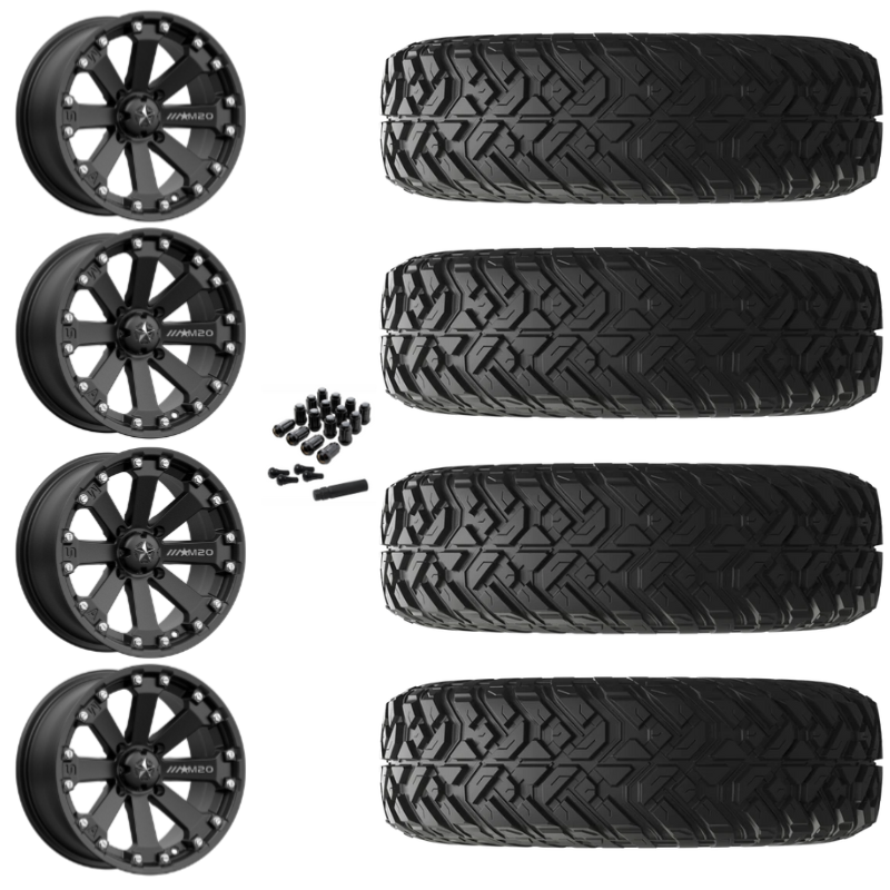 14" MSA Kore M20 Black UTV Rims & 28" EFX Gripper R/T-K Tires 10 Ply Mounted