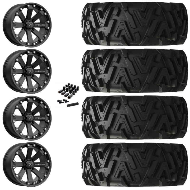 16" MSA Kore M20 Black UTV Rims & 30" EFX MotoMTC Tires 6 Ply Mounted