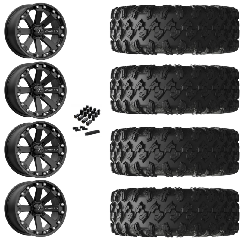 14" MSA Kore M20 Black UTV Rims & 32" EFX MotoRavage Tires 8 Ply Mounted