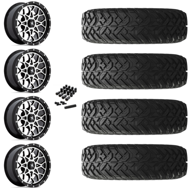 14" MSA Portal M45 Machined UTV Rims & 32" EFX Gripper R/T-K Tires 10 Ply Mounted