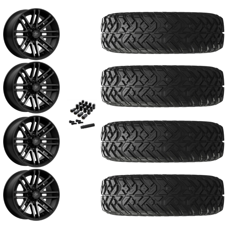 14" MSA Rogue M40 Black UTV Rims & 30" EFX Gripper R/T Tires 10 Ply Mounted