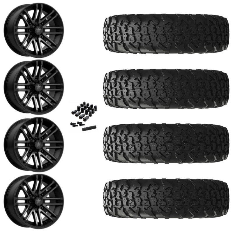 15" MSA Rogue M40 Black UTV Rims & 33" EFX MotoVator R/T Tires 8 Ply Mounted