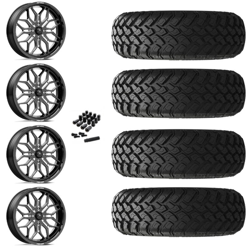 20" MSA Sniper M47 Black Milled UTV Rims & 34" EFX MotoHammer Tires 8 Ply Mounted