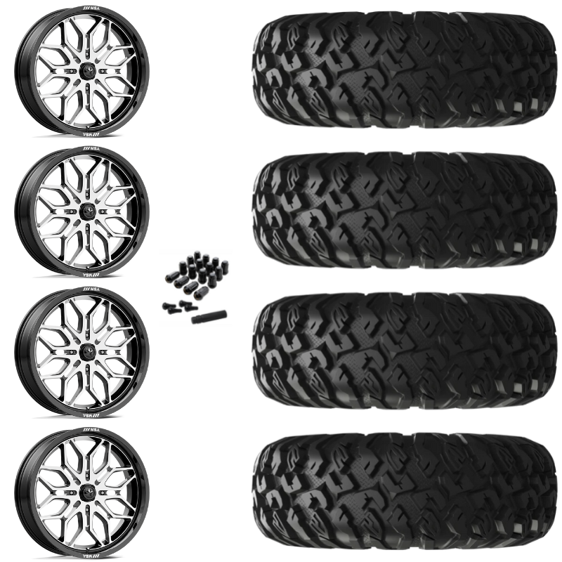 18" MSA Sniper M47 Machined UTV Rims & 33" EFX MotoClaw Tires 8 Ply Mounted