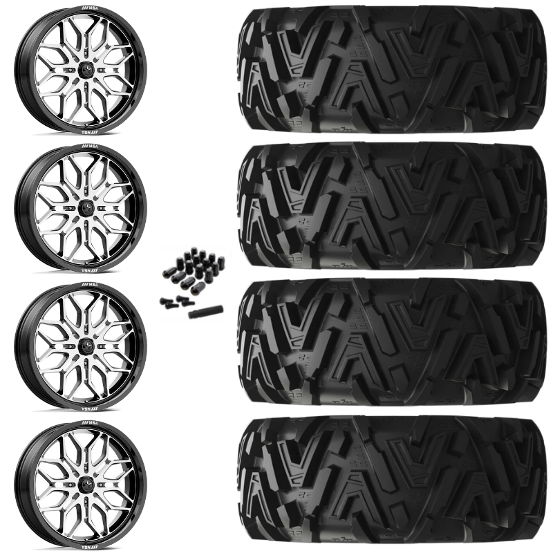 20" MSA Sniper M47 Machined UTV Rims & 34" EFX MotoMTC Tires 6 Ply Mounted