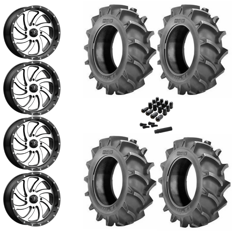 18" MSA Switch M36 Machined UTV Rims & 33" BKT TR171 Tires 6 Ply Mounted