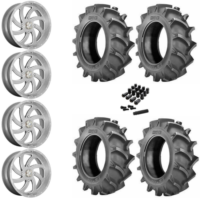 20" MSA Switch M36 Titanium UTV Rims & 33" BKT TR171 Tires 6 Ply Mounted