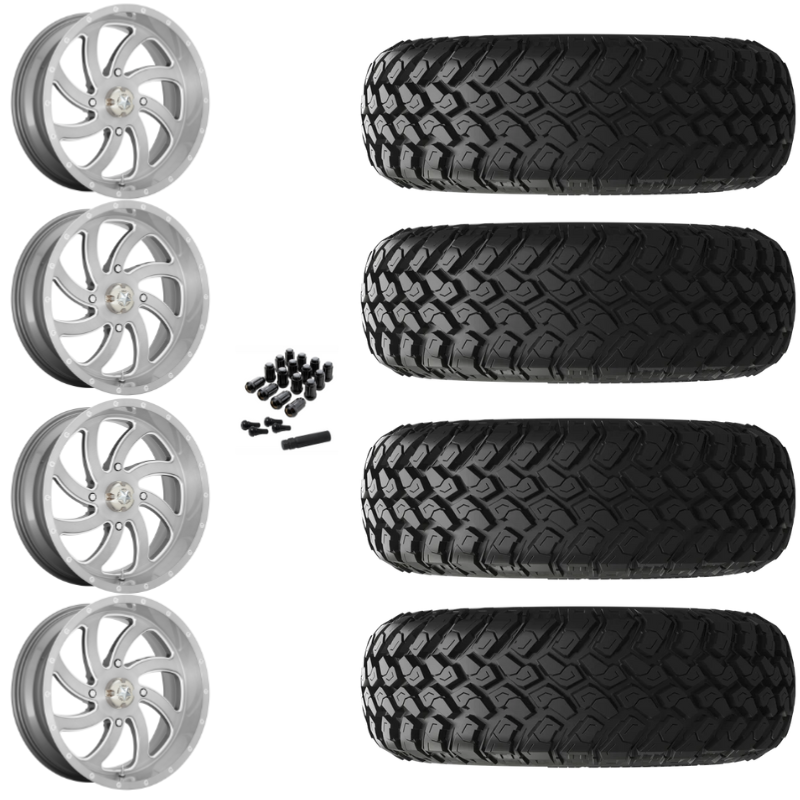 20" MSA Switch M36 Titanium UTV Rims & 34" EFX MotoHammer Tires 8 Ply Mounted