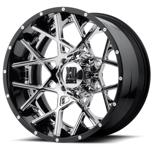 KMC XD203 Chopstix Chrome Center Gloss Black Milled Lip Wheels