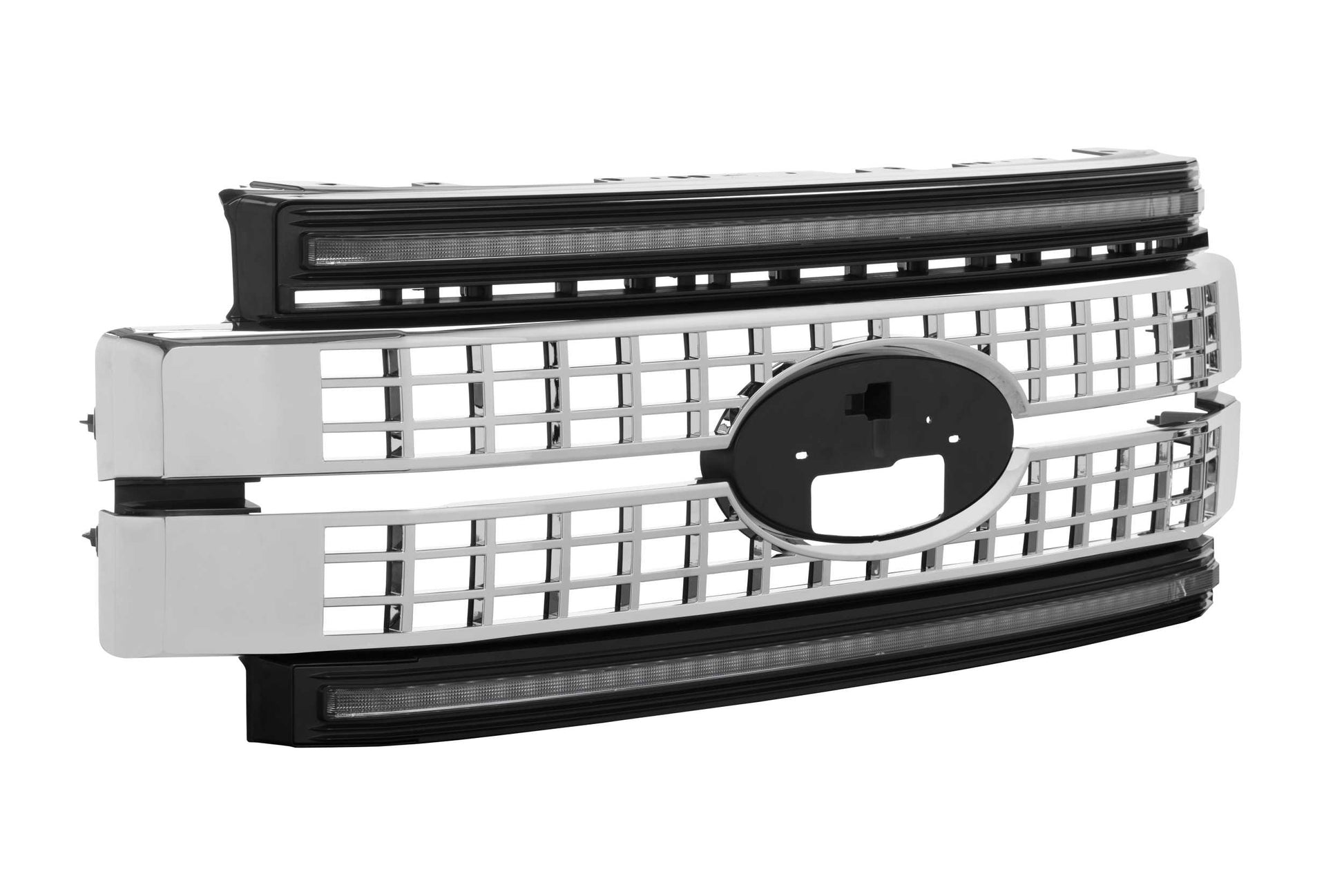 Morimoto Ford Super Duty XBG LED Grilles, 2017-2019, All Models, Chrome Finish, White DRL, XBG07