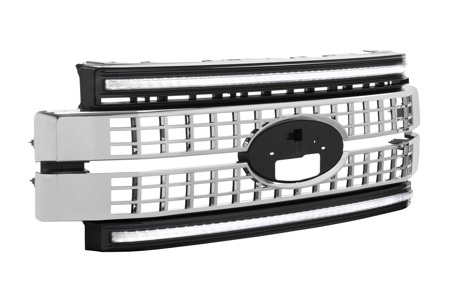 Morimoto Ford Super Duty XBG LED Grilles, 2017-2019, All Models, Chrome Finish, White DRL, XBG07