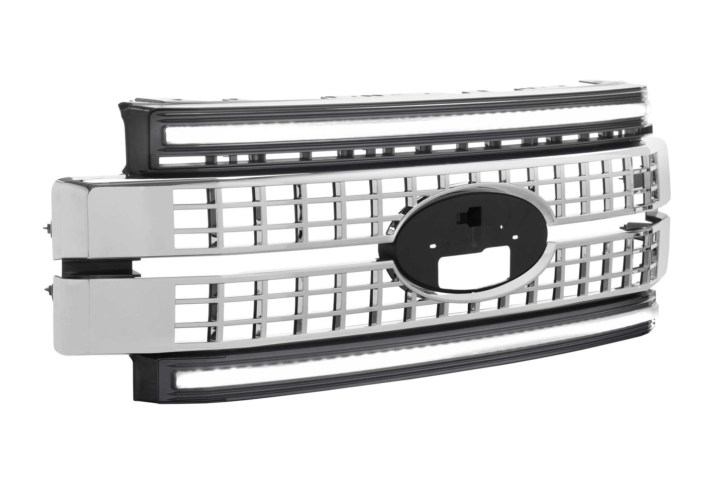 Morimoto Ford Super Duty XBG LED Grilles, 2017-2019, All Models, Chrome Finish, White DRL, XBG07