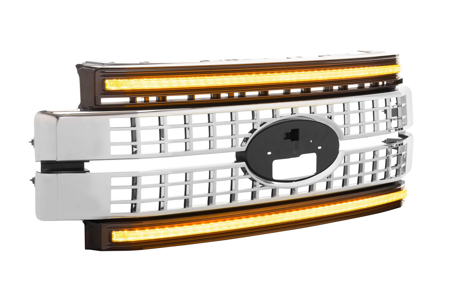 Morimoto Ford Super Duty XBG LED Grilles, 2017-2019, All Models, Chrome Finish, Amber DRL, XBG08