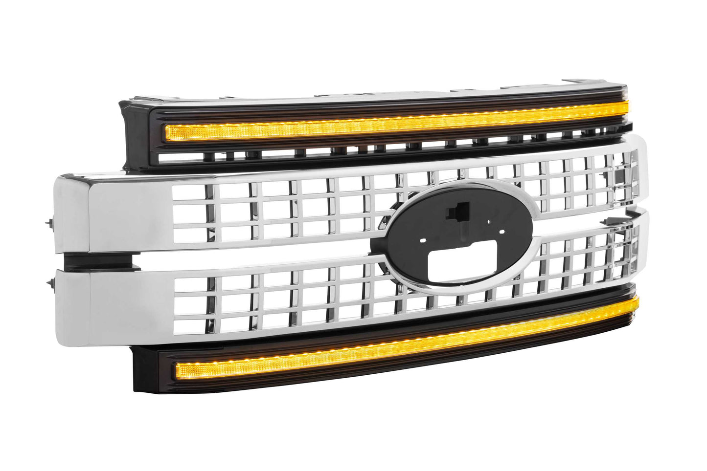 Morimoto Ford Super Duty XBG LED Grilles, 2017-2019, All Models, Chrome Finish, Amber DRL, XBG08