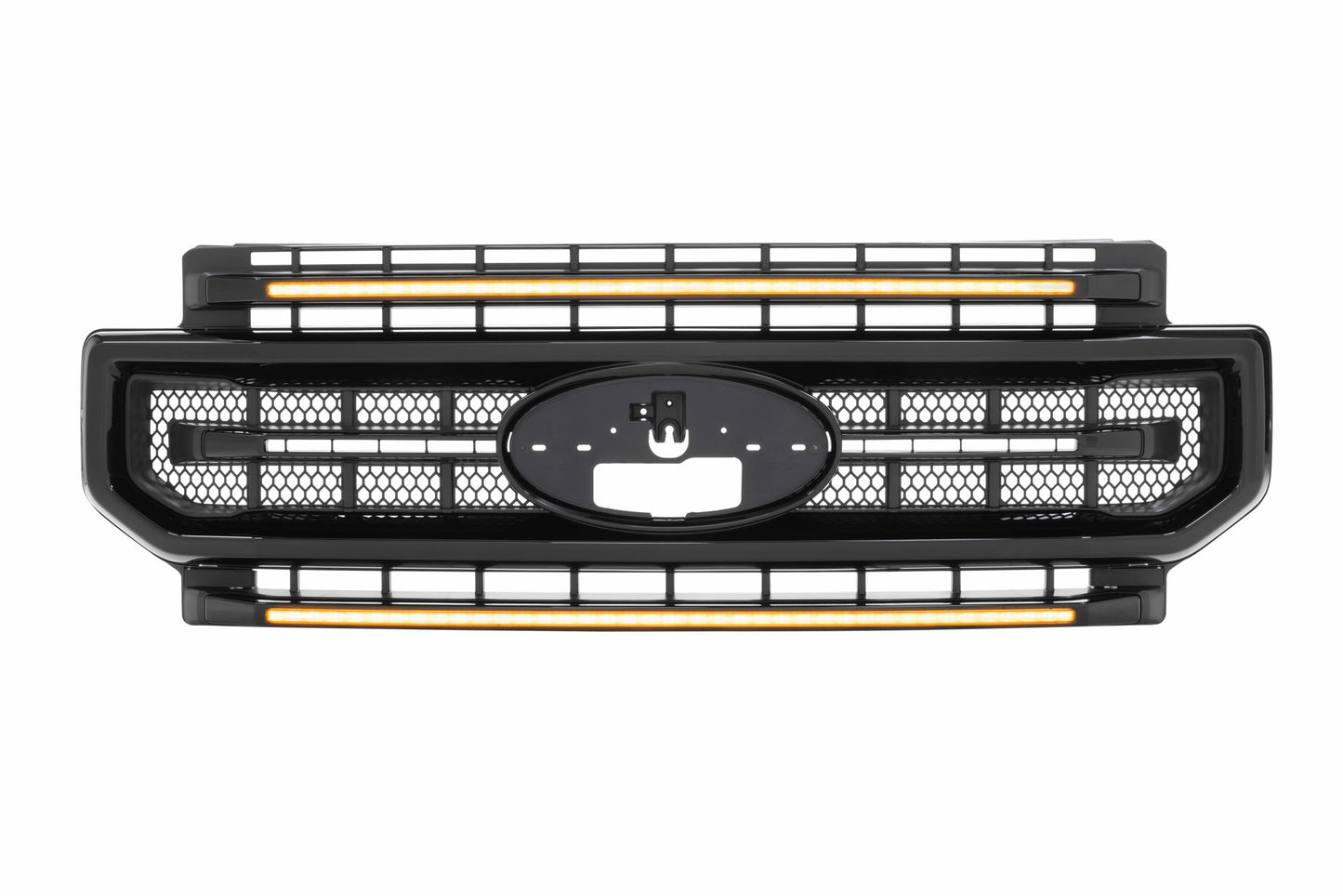 Morimoto Ford Super Duty XBG LED Grilles, 2020-2022, All Models, Gloss Black, Amber DRL, XBG11