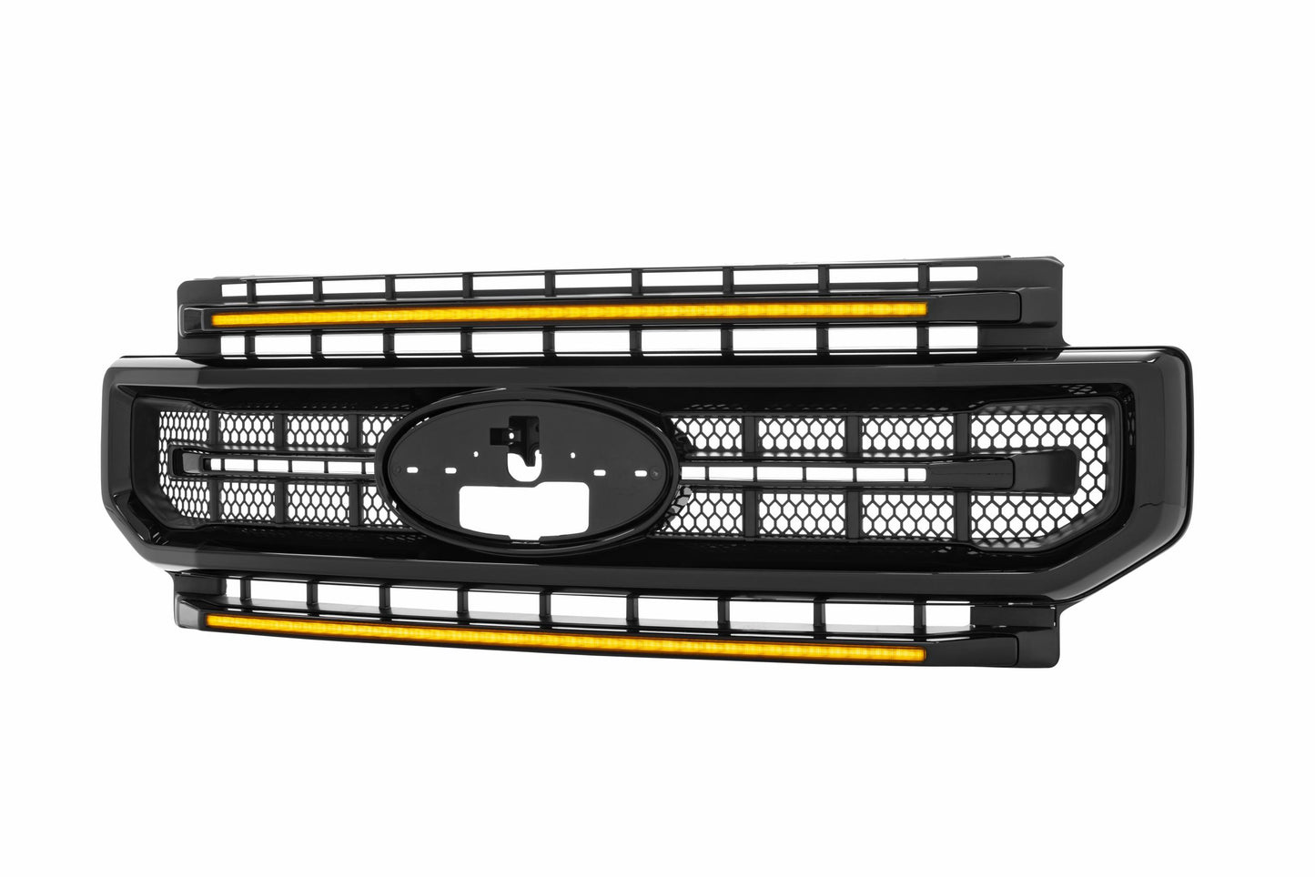 Morimoto Ford Super Duty XBG LED Grilles, 2020-2022, All Models, Gloss Black, Amber DRL, XBG11