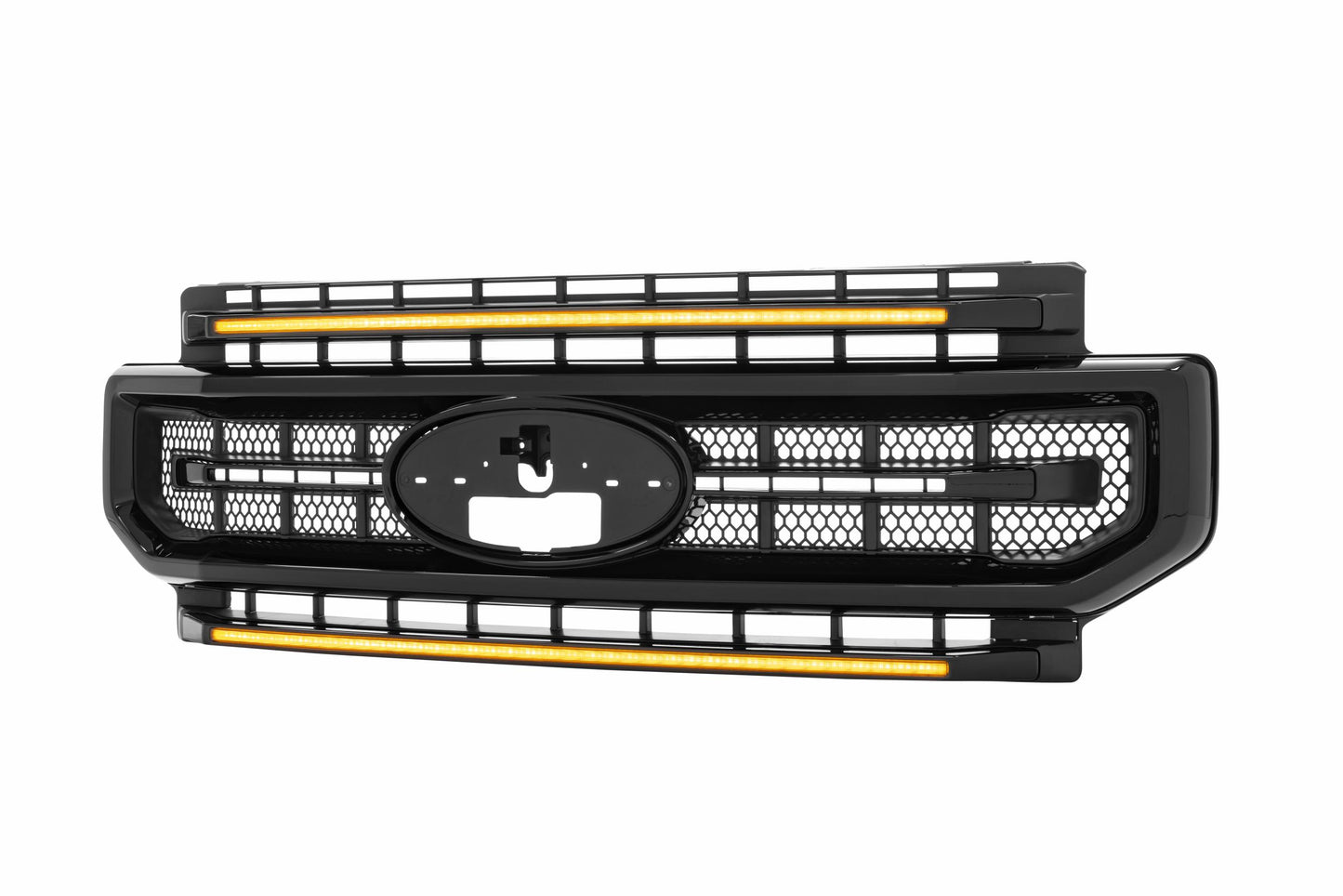 Morimoto Ford Super Duty XBG LED Grilles, 2020-2022, All Models, Gloss Black, Amber DRL, XBG11