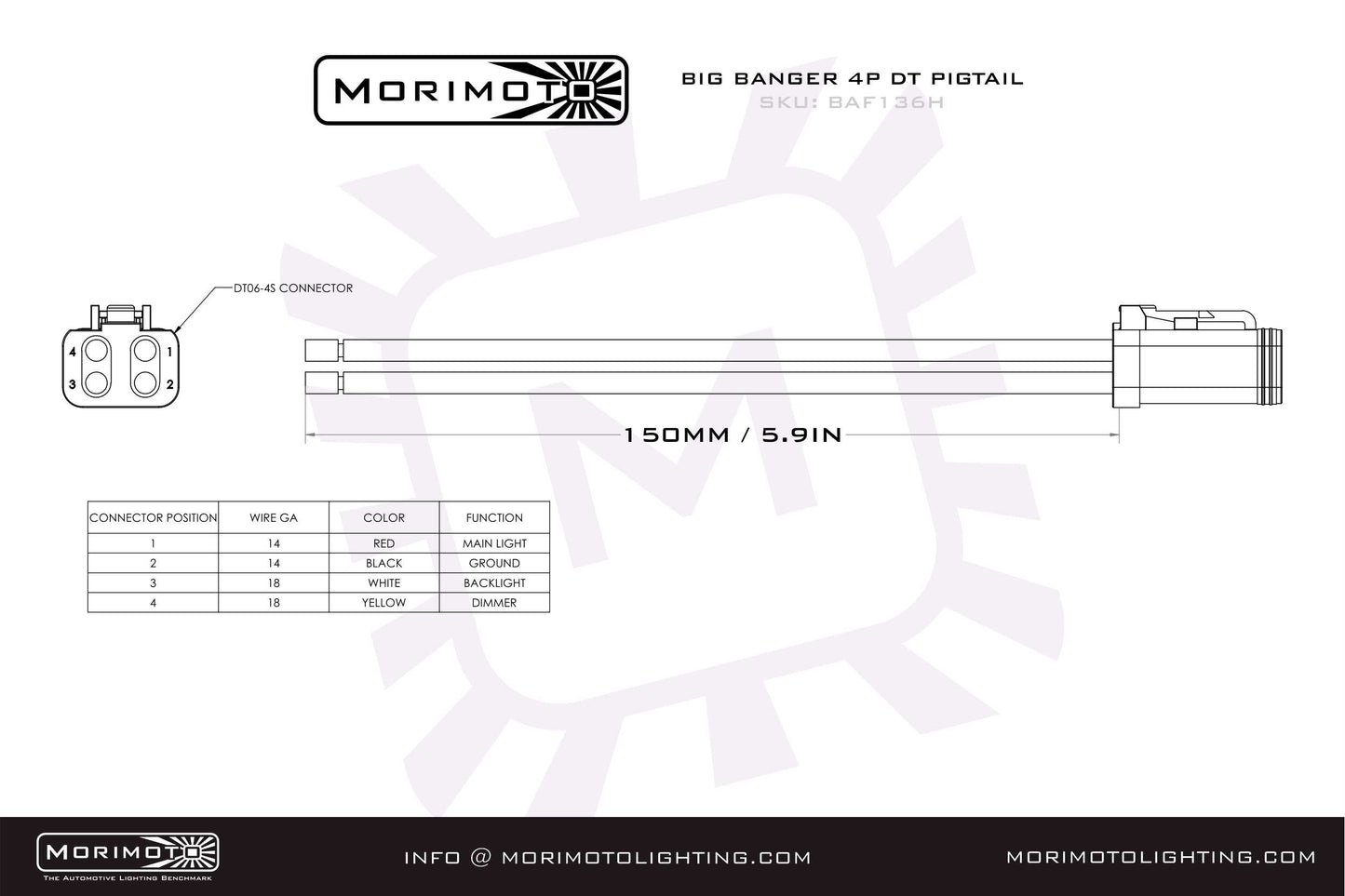 Morimoto 4P DT Pigtail Harness, BigBanger, BAF136H