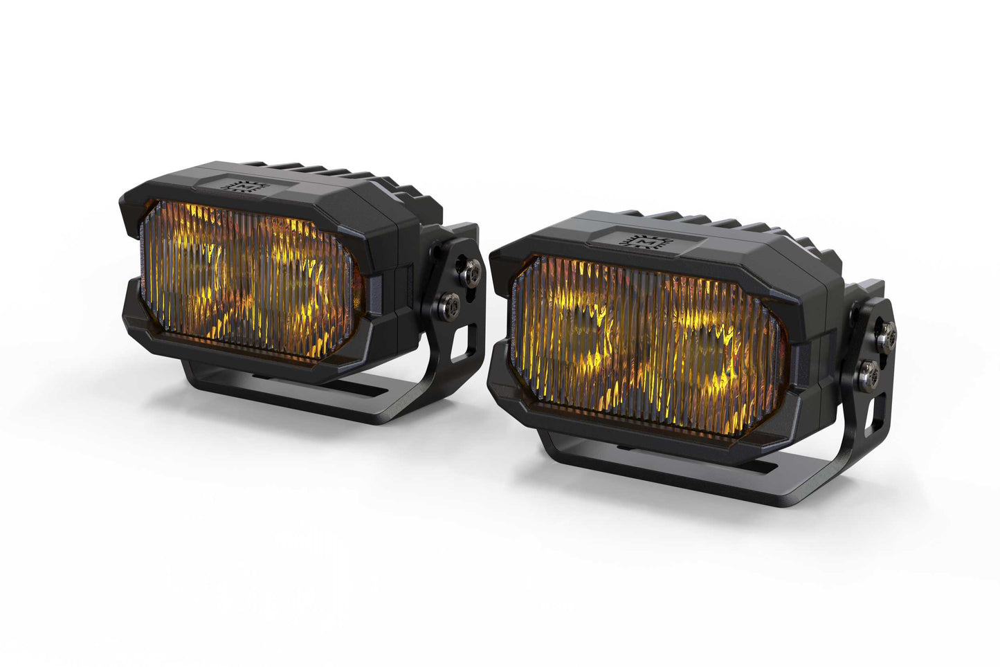 Morimoto 2Banger HXB LED Pods, With Included U Brackets, SAE Wide, Yellow, Pair, Universal, BAF117