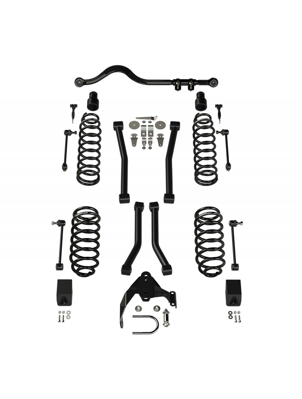 TeraFlex Jeep Wrangler JK 4 Door 3" Suspension System With 4 Sport Control Arms, No Shocks