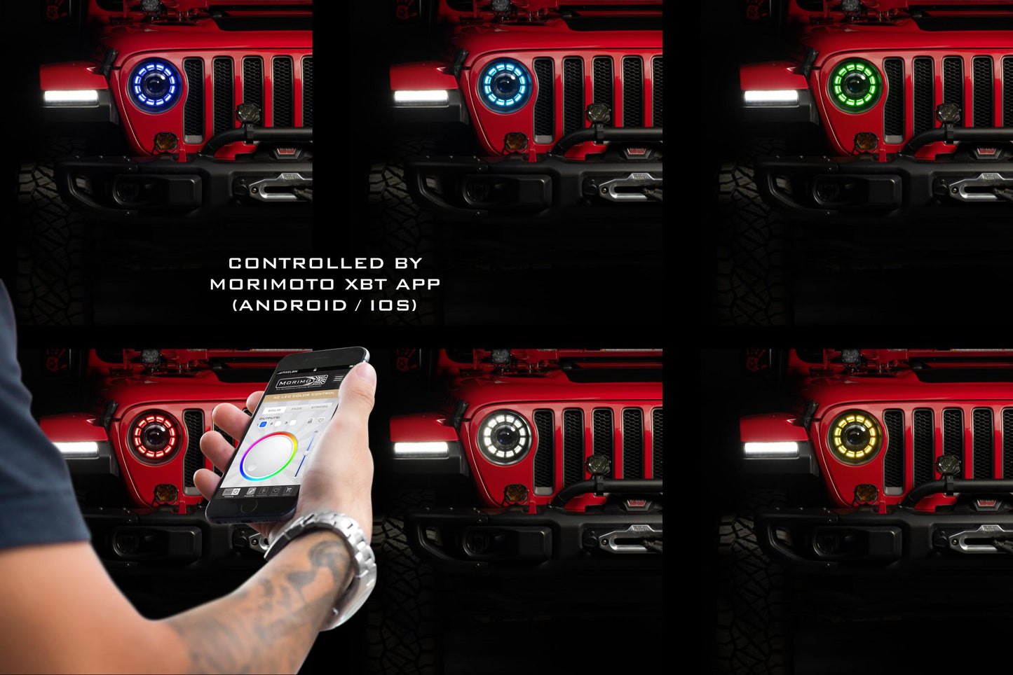 Morimoto Jeep Wrangler Super7 RGBW Halo System, 2018+, JL & JT Models: All trims, LF479