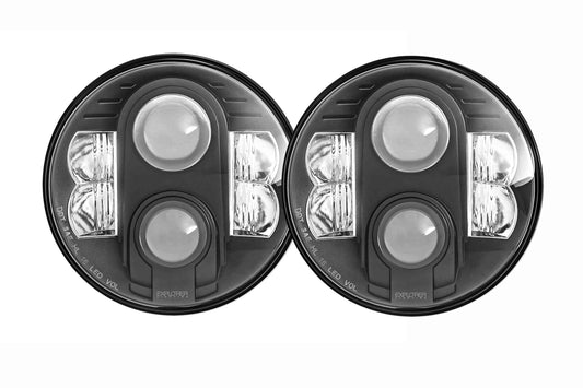 ProComp Jeep Wrangler JK / TJ / LJ / CJ-8 / CJ-7 / CJ-5 Headlights, 2007-2018, 7" Round LED Hi / Lo, EXP76402P