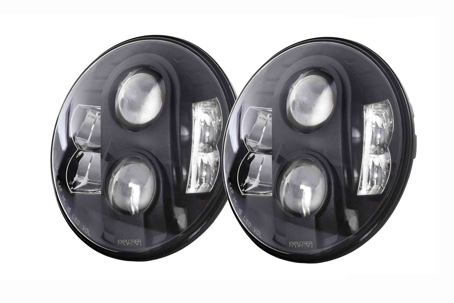 ProComp Jeep Wrangler JK / TJ / LJ / CJ-8 / CJ-7 / CJ-5 Headlights, 2007-2018, 7" Round LED Hi / Lo, EXP76402P