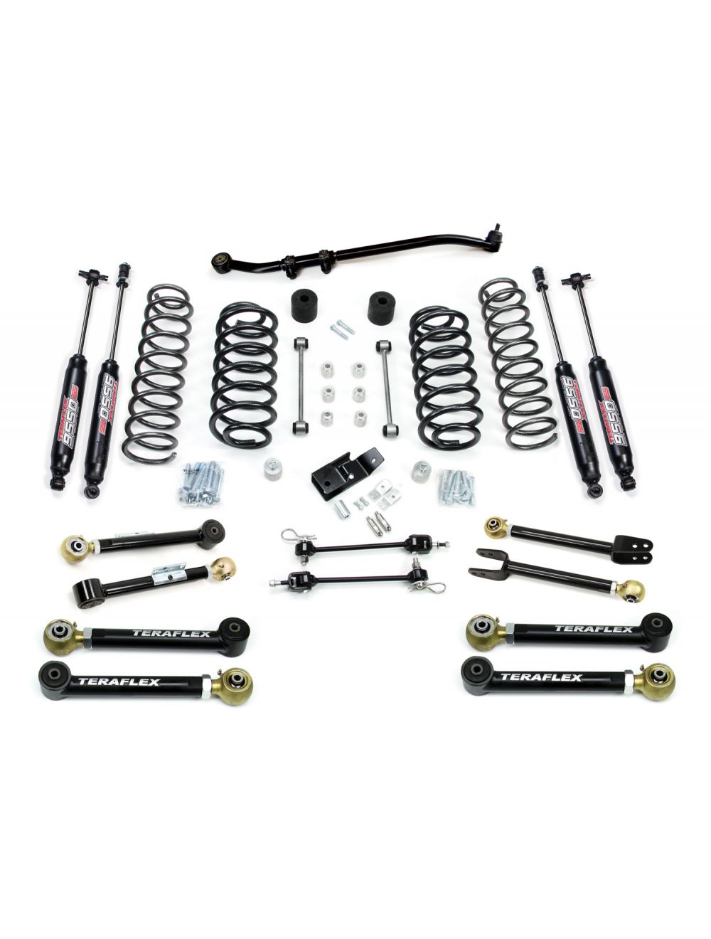 TeraFlex Jeep Wrangler TJ 3" Suspension System With 8 Short Control Arms & 9550 VSS Twin Tube Shocks Shocks