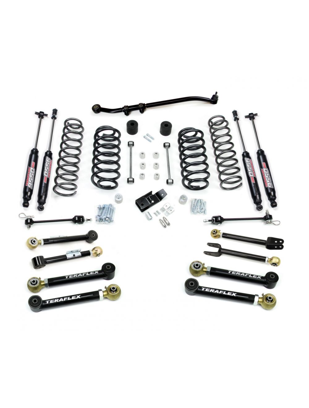 TeraFlex Jeep Wrangler TJ 4" Suspension System With 8 Short Control Arms & 9550 VSS Twin Tube Shocks Shocks