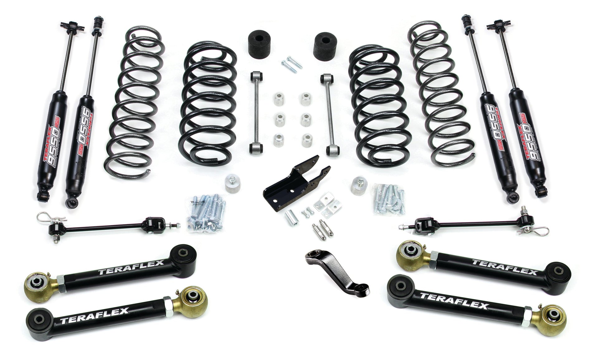 TeraFlex Jeep Wrangler TJ 4" Lift Kit With Lower Control Arms & 9550 Shocks, Right Hand Drive