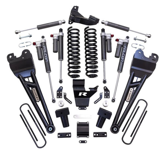 ReadyLift Ford F250/F350 Diesel 4" Coil Spring Lift Kits with Falcon 3.3 Front/Rear Shocks, Radius Arms, Dual Steering Stabilizer, and Front Track Bar Bracket, 2023-2024, 4WD, 43-23440