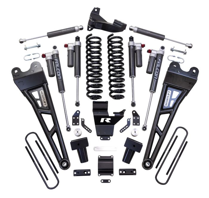 ReadyLift Ford F250/F350 Diesel 4" Coil Spring Lift Kits with Falcon 3.3 Front/Rear Shocks, Radius Arms, Dual Steering Stabilizer, and Front Track Bar Bracket, 2017-2022, 4WD, 43-27440