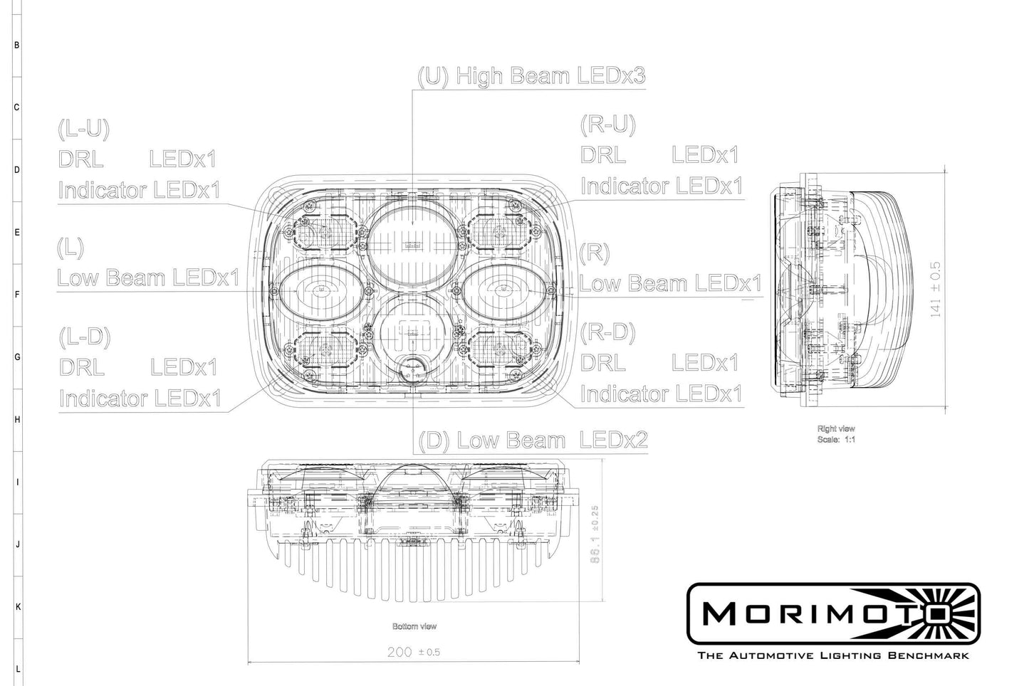 Morimoto Sealed Beams, Sealed5, 5x7, LF268