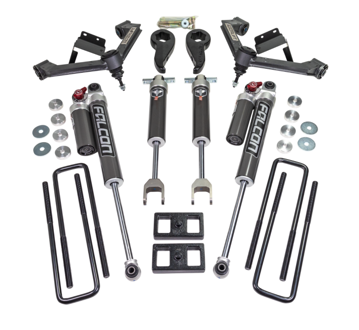 ReadyLift Chevrolet Silverado 2500 HD/3500 HD/GMC Sierra 2500 HD/3500 HD 3" SST 2.1 Lift Kits with Fabricated Control Arms and Falcon 2.1 Monotube Shocks, 2020-2024, RWD/4WD, 62-30360