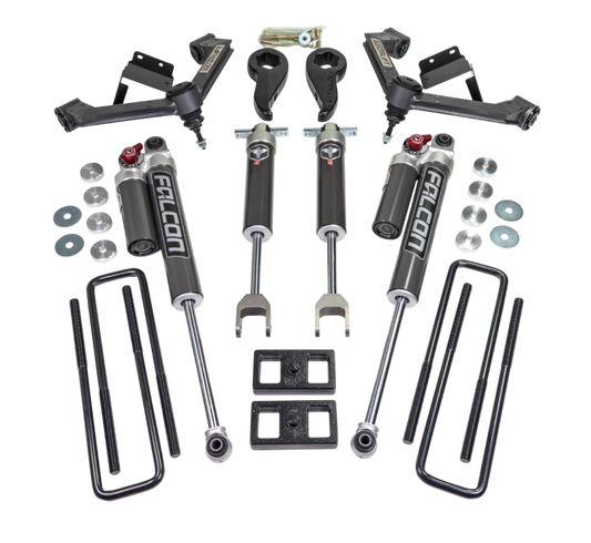 ReadyLift Chevrolet Silverado 2500 HD/3500 HD/GMC Sierra 2500 HD/3500 HD 3" SST 2.1 Lift Kits with Fabricated Control Arms and Falcon 2.1 Monotube Shocks, 2020-2024, RWD/4WD, 62-30360