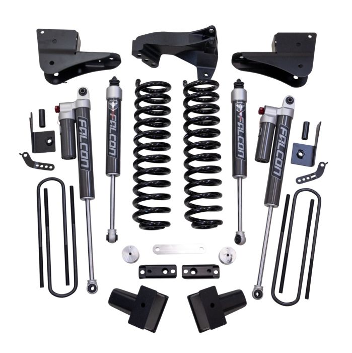 ReadyLift Ford F250/F350 Diesel 4" Coil Spring Lift Kits with Falcon 2.1 Front/Rear Shocks, Radius Drops, and Front Track Bar Bracket, 2023-2024, 4WD, 63-23440