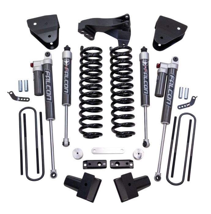 ReadyLift Ford F250/F350 Diesel 4" Coil Spring Lift Kits with Falcon 2.1 Front/Rear Shocks, Radius Drops, and Front Track Bar Bracket, 2017-2022, 4WD, 63-27440