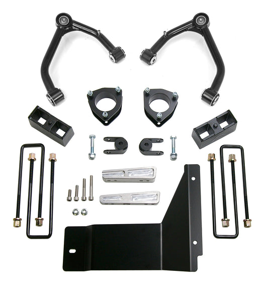 Chevrolet Silverado 1500/GMC Sierra 1500 4'' SST Lift Kit Front with 3'' Rear Blocks with Upper Control Arms for Cast Steel OE Upper Control Arms without Shocks, 2007-2013, 4WD, 69-3485